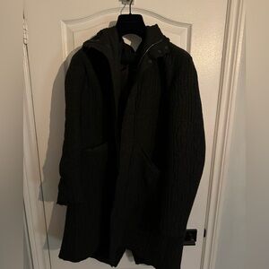 John Varvatos black medium distressed hooded coat. Good condition